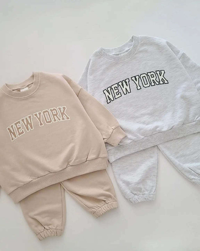 Boys And Girls Sweatshirt Set Trendy Letter Print - Plush Fashion Shop #