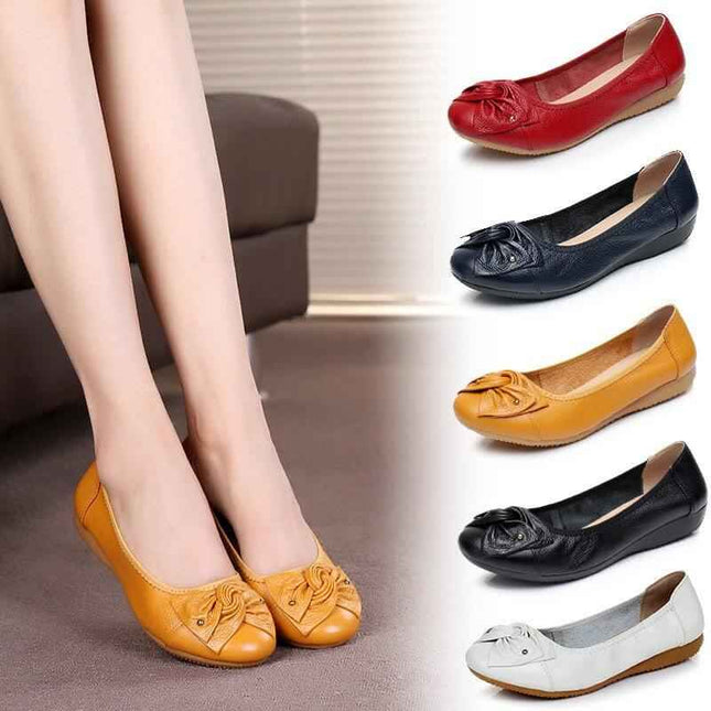 Leather Low-cut Comfortable Soft Soled Flats Shoes