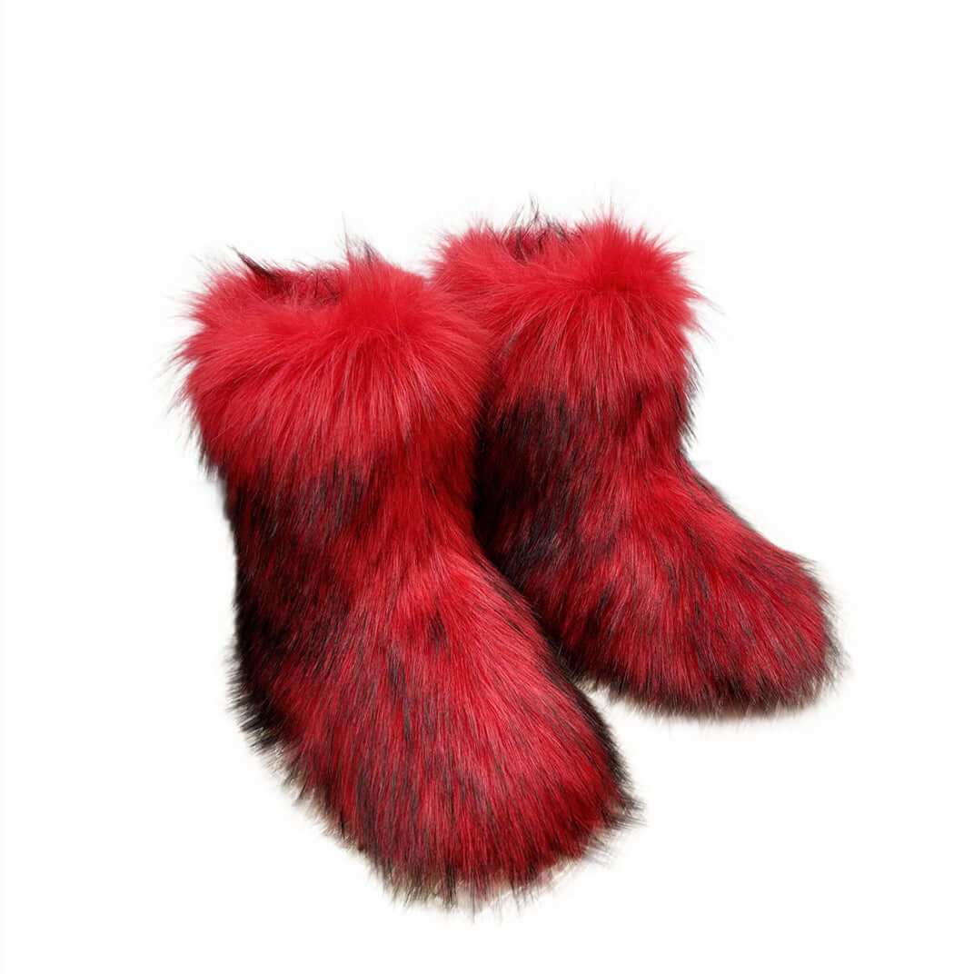 Women's Closed Toe Warm Fluffy Plush Snow Boots - Plush Fashion Shop #