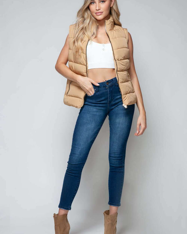 Snobbish Zip Up Turtleneck Vest with Pockets - Plush Fashion Shop #