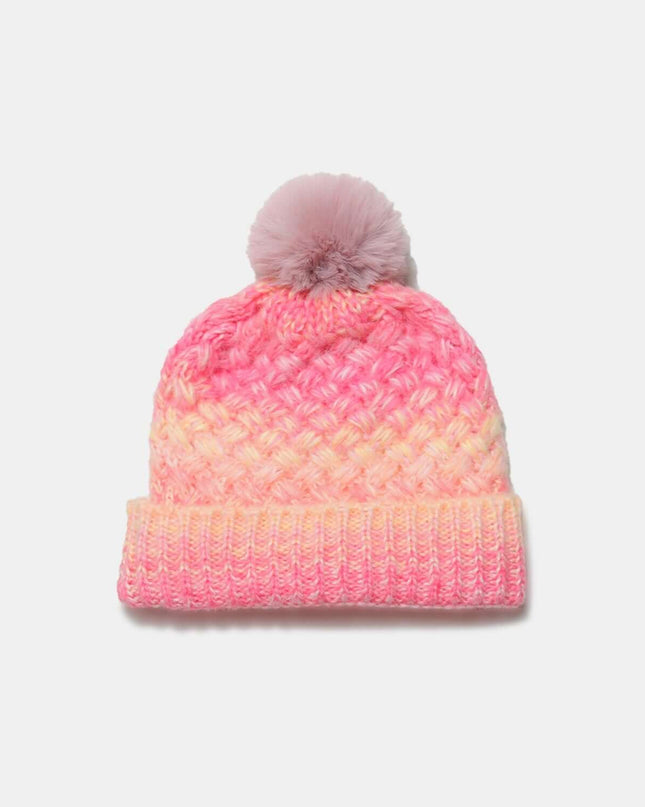 Gradient Knit Hat with Pompom - Plush Fashion Shop #