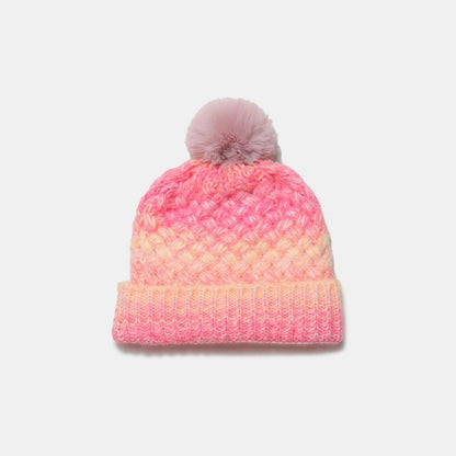 Gradient Knit Hat with Pompom - Plush Fashion Shop #