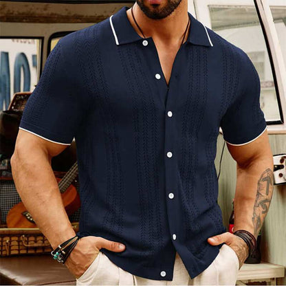 Short-sleeve Summer Button Up Lapel Fashion Businessmen's ClothingStay stylish and comfortable with our Short-sleeved Polo Shirt. Made from high-quality Tencel fabric, this solid color shirt features a unique design and comfortableShirtPlush Fashions ShopPlush Fashion Shop