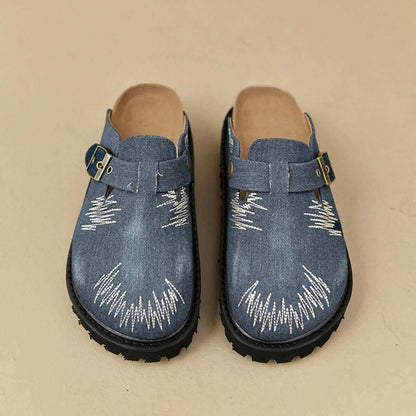 Round Toe Platform Loafers in blue suede with durable elastomer sole.