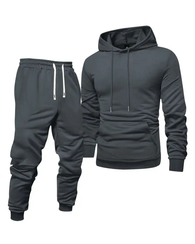 3pcs Men's Hooded Sweatshirt And Sweatpants Set