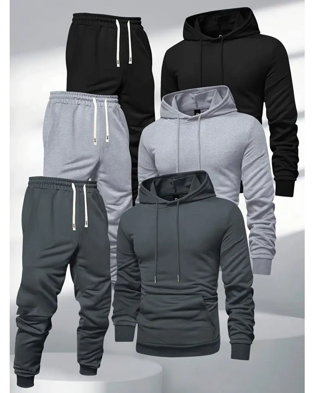 Men’s Hooded Sweatshirt and Sweatpants Set in a stylish matching 3pcs set