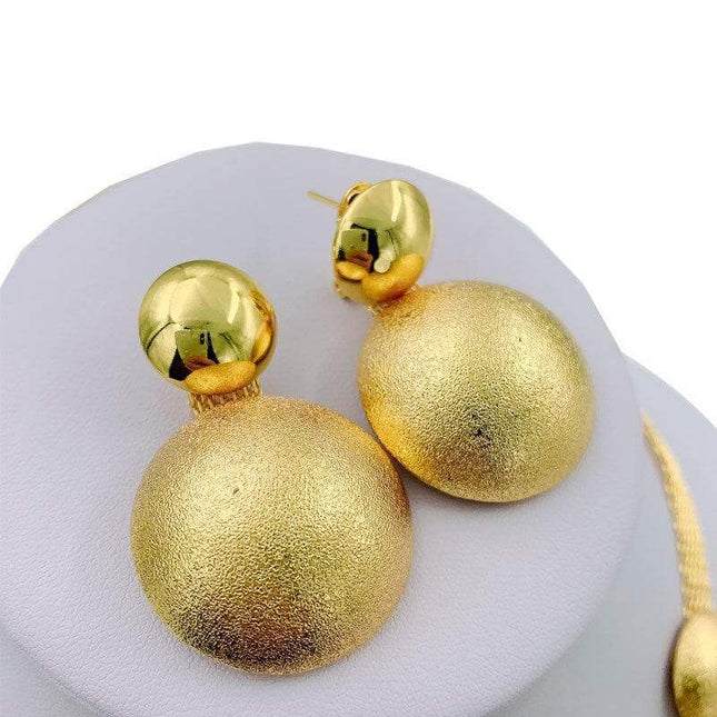 Gold-tone alloy earrings from a four-piece jewelry set, featuring sophisticated and elegant electroplated design for weddings and special occasions.