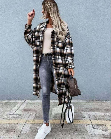 New Style Lengthened Plaid Shirt Women's Clothing - Plush Fashion Shop #