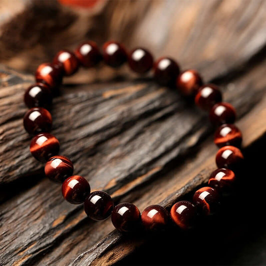 Tiger Eye Bracelet! Vintage Style  8mm Red Tiger Eye Bracelet - Plush Fashion Shop #