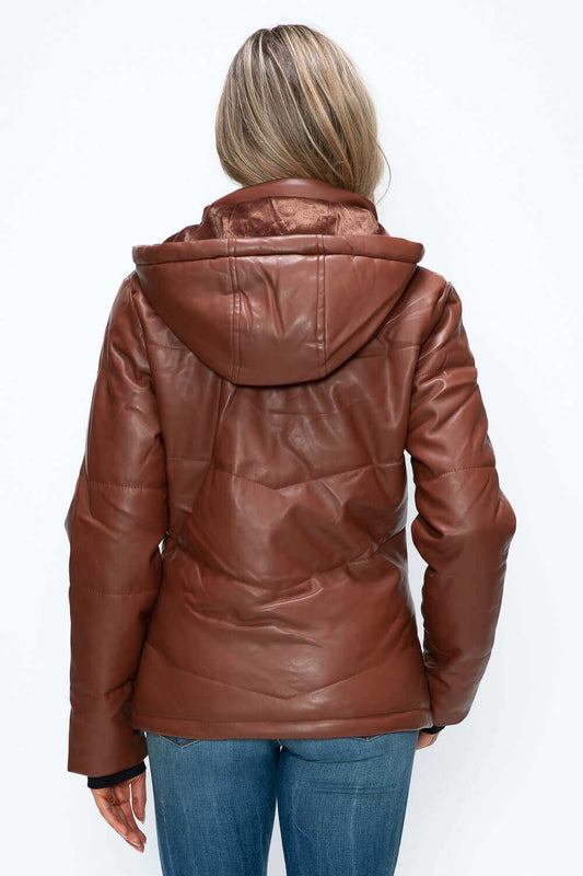 How Dare U Pocketed Zip Up Puffer Jacket with Removable Hood - Plush Fashion Shop #