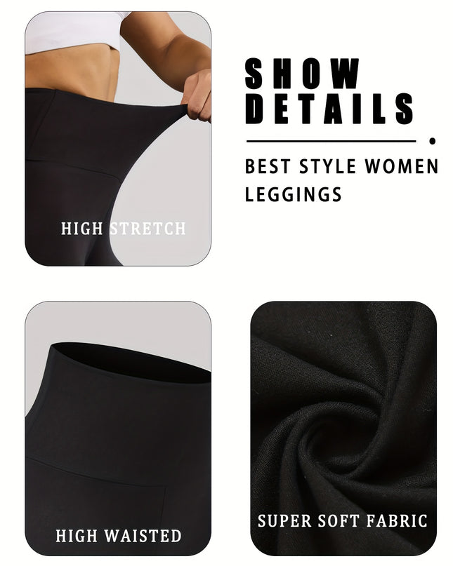 5 Pack Super Soft High Waisted Tummy Control No See Through Workout Yoga Pants For Women - Plush Fashion Shop