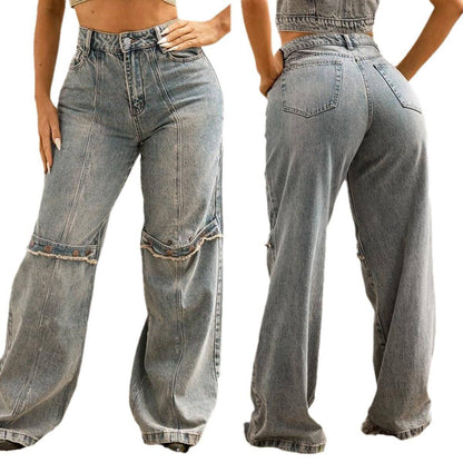 Women Baggy Wide Leg Denim JeansIntroducing the must-have Women's Baggy Wide Leg Jeans for any vintage streetwear lover! Made with comfortable and versatile medium-thick denim fabric, these high-waJeansPlush Fashions ShopPlush Fashion Shop