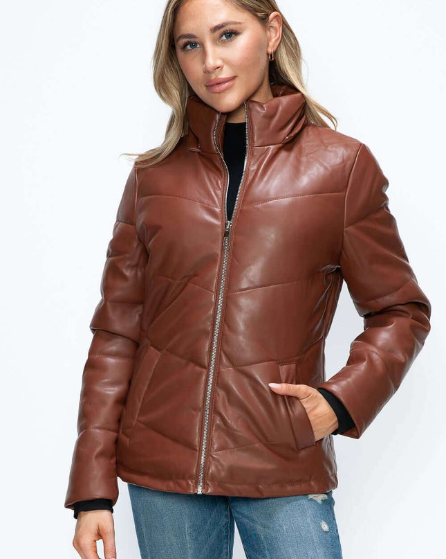 How Dare U Pocketed Zip Up Puffer Jacket with Removable Hood - Plush Fashion Shop #