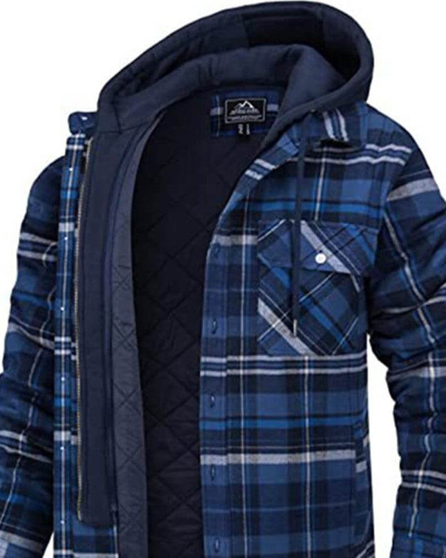 Men's Thick Padded Long Sleeves Loose Plaid - Plush Fashion Shop #