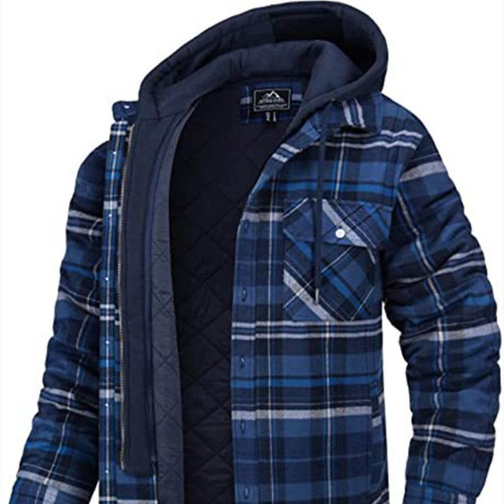 Men's Thick Padded Long Sleeves Loose Plaid - Plush Fashion Shop #