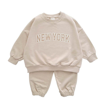 Boys And Girls Sweatshirt Set Trendy Letter Print