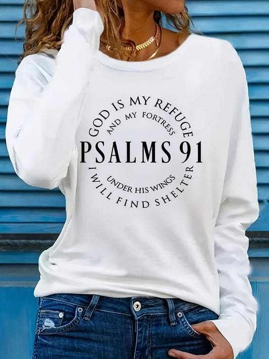 Women's Inspirational Psalms 91 Verse Long Sleeve T-Shirt