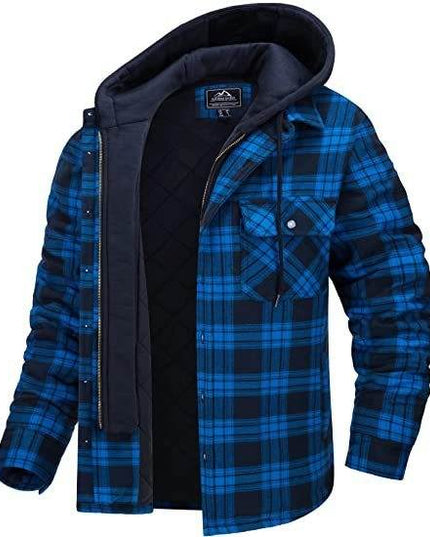 Men's Thick Padded Long Sleeves Loose Plaid - Plush Fashion Shop #