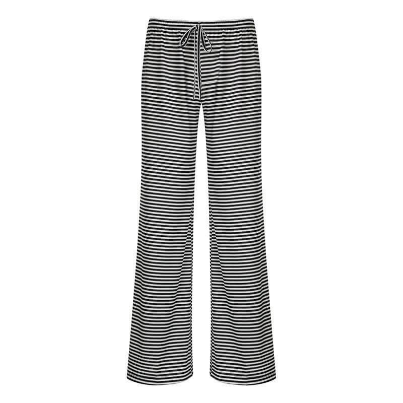 Women's Striped Fashion Casual  Home  Wide-leg PantsElevate your wardrobe with our Women's Striped Print Trousers! Made from high-quality polyester fiber, enjoy a comfortable and stretchy fit with a low waist design. PantsPlush Fashions ShopPlush Fashion Shop