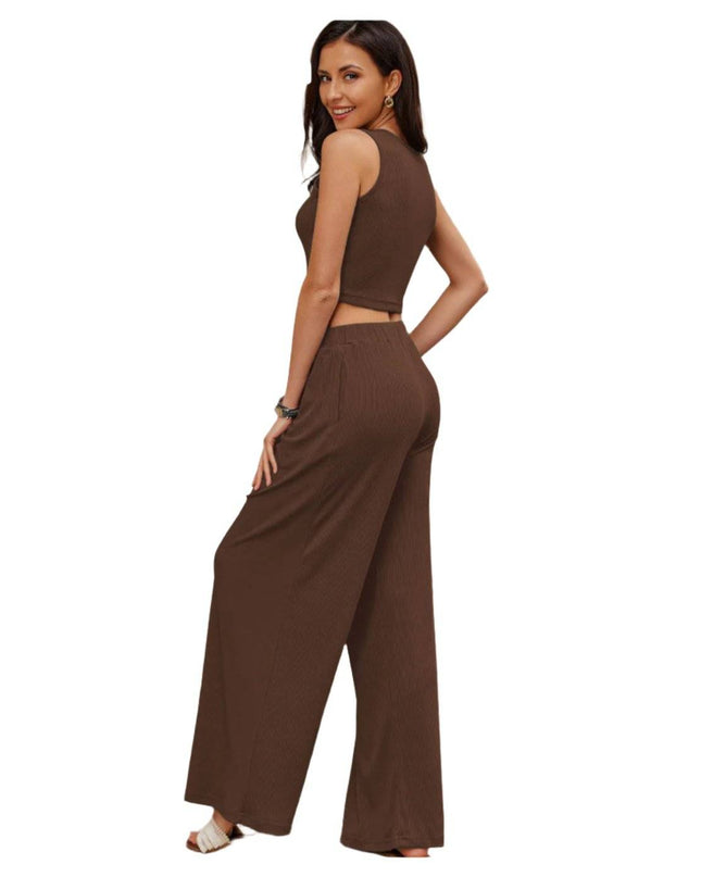 Women's Fashion Simple Solid Color Suit in warm coffee, featuring a sleek, slim design.