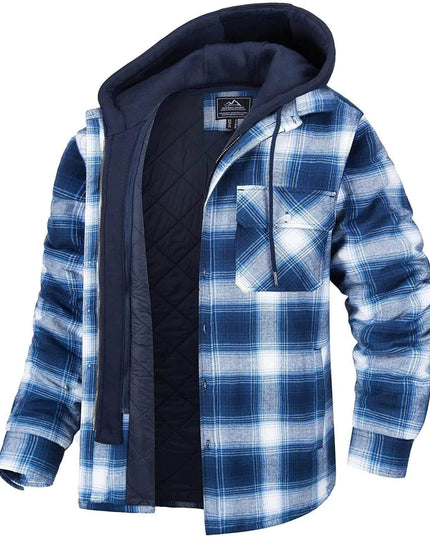 Men's Thick Padded Long Sleeves Loose Plaid - Plush Fashion Shop #