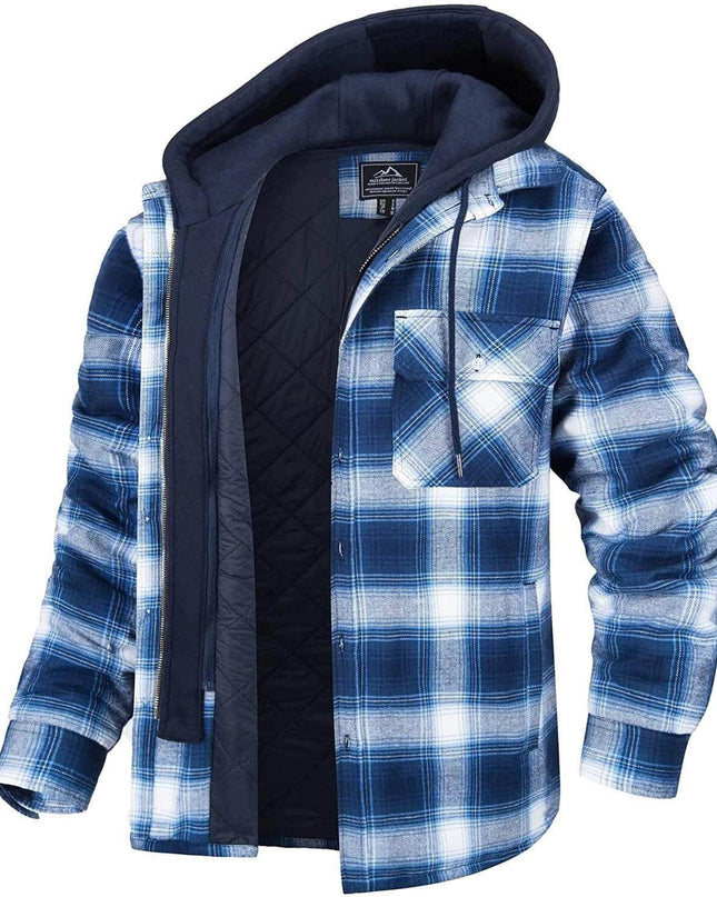 Men's Thick Padded Long Sleeves Loose Plaid - Plush Fashion Shop #