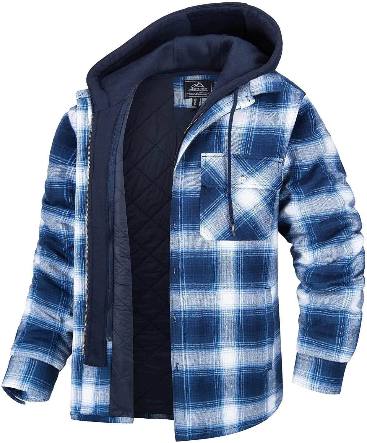 Men's Thick Padded Long Sleeves Loose Plaid - Plush Fashion Shop #