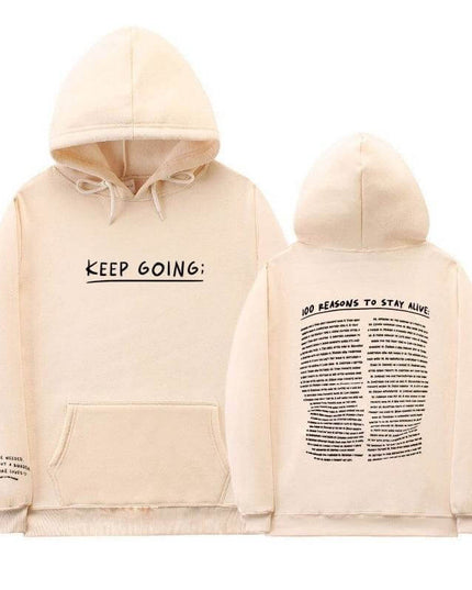 Printing Sweatshirt - Letter Printing Long-sleeved Drawstring Hooded Sweatshirt With PocketsWomens - Plush Fashion Shop #