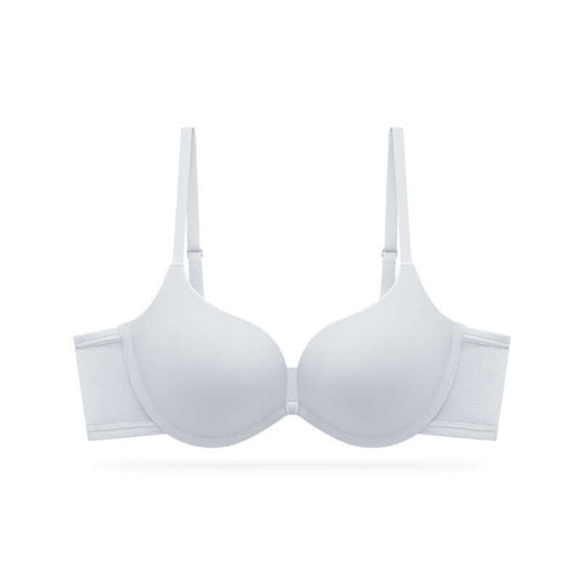 Seamless underwear for women; push-up bra with double-shoulder straps; white.