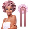 Double Layered Silk Bonnet Hair Care Sleeping Hat with Elastic Tie Band for Women