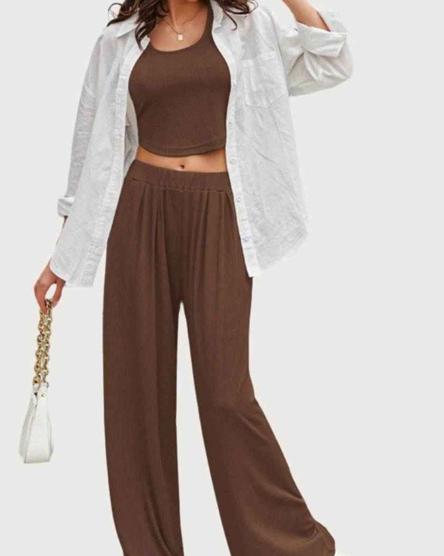 Women's Fashion Simple Solid Color Suit in warm coffee, showcasing a sleek design and sophistication.