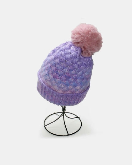 Gradient Knit Hat with Pompom - Plush Fashion Shop #