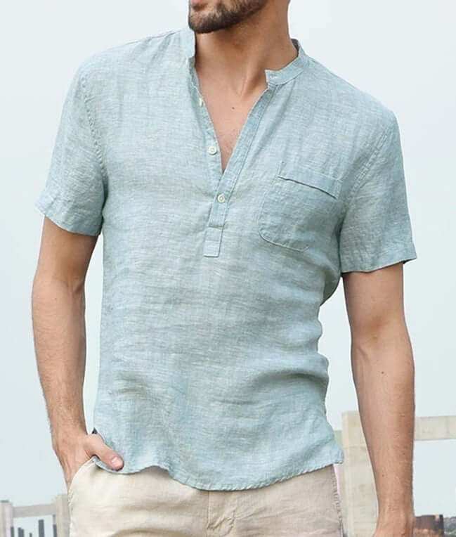 Casual Linen Solid Color Shirt Button V Neck Men Summer TopsElevate your summer style with our Casual Linen Solid Color Shirt! The unique design and variety of colors allow for endless options to match your personal style. MaMen's Polo ShirtsPlush Fashions ShopPlush Fashion Shop