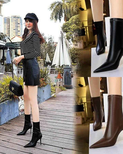 High-heeled Pointed Sexy Thin Short Boots for Women