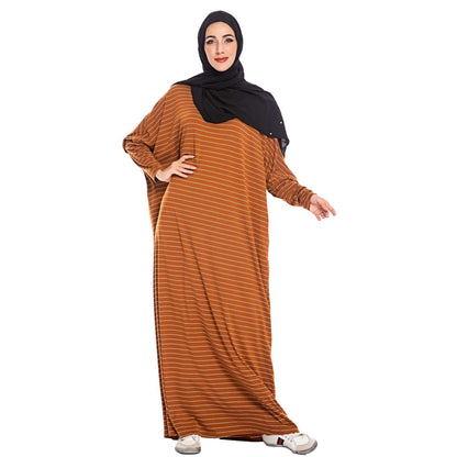 Large Women's Fashion Comfortable Bat Long Sleeve Stripe Casual Long DMake a statement with our Large Women's Fashion Comfortable Bat Long Sleeve Stripe Casual Long Dress! Made with soft cotton fabric and available in a variety of coloLong DressPlush Fashions ShopPlush Fashion ShopFashion Comfortable Bat Long Sleeve Stripe Casual Long Dress