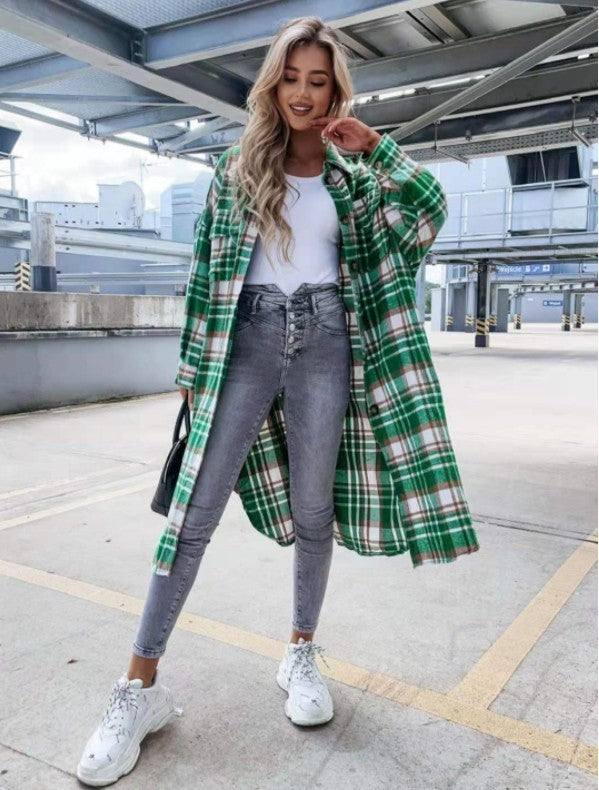 New Style Lengthened Plaid Shirt Women's Clothing - Plush Fashion Shop #