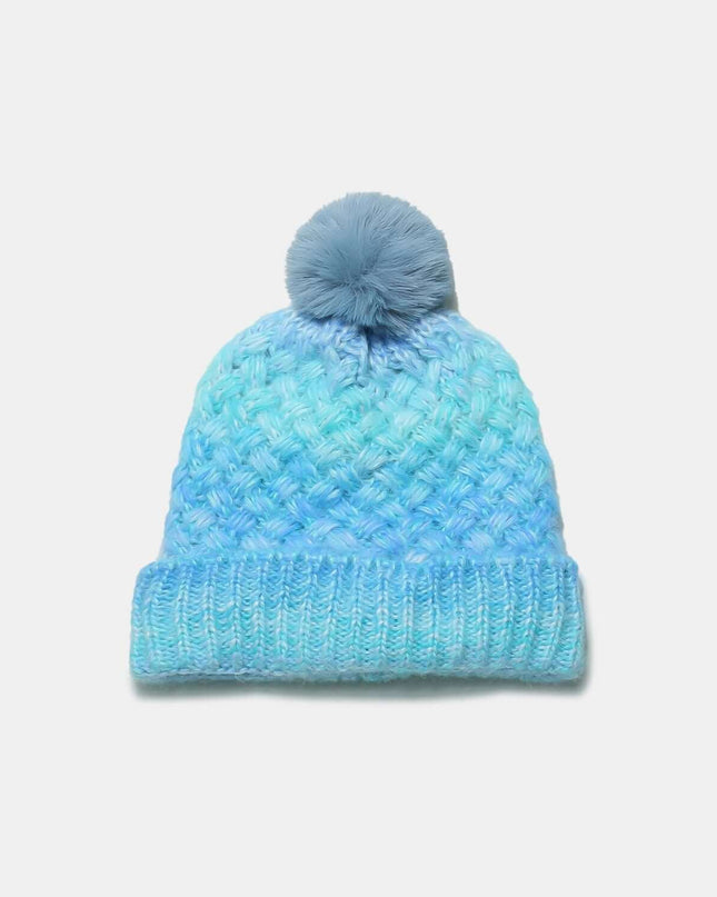 Gradient Knit Hat with Pompom - Plush Fashion Shop #