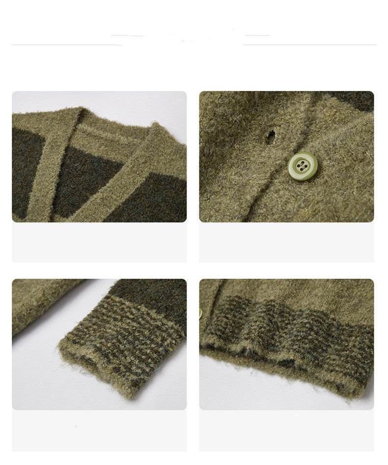 Slim Green Plaid Contrast Knit Women - Plush Fashion Shop #