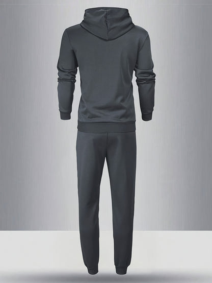 3pcs Men's Hooded Sweatshirt And Sweatpants Set