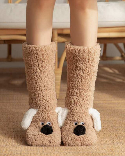 Cute Cartoon Doggy  Winter Warm Non-slip Plush Socks For Women - Plush Fashion Shop #