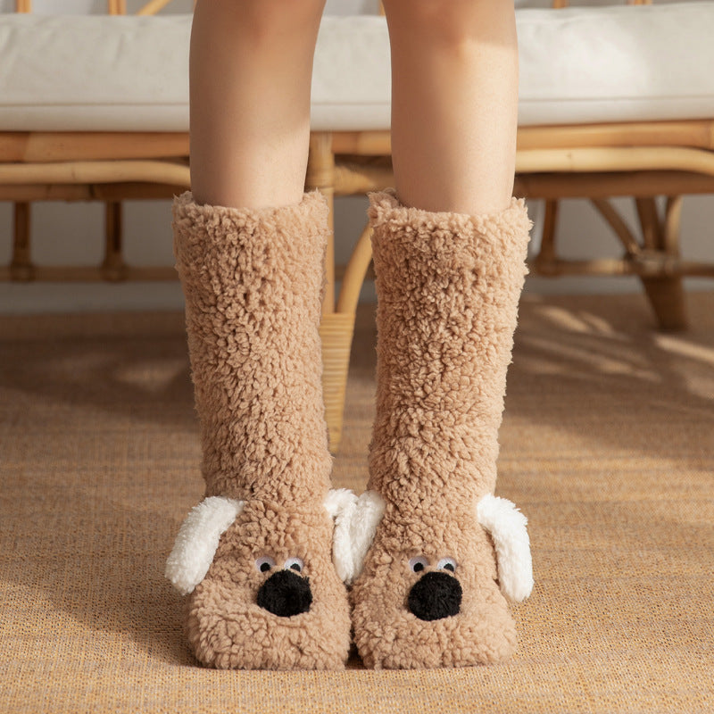 Cute Cartoon Doggy  Winter Warm Non-slip Plush Socks For Women - Plush Fashion Shop #