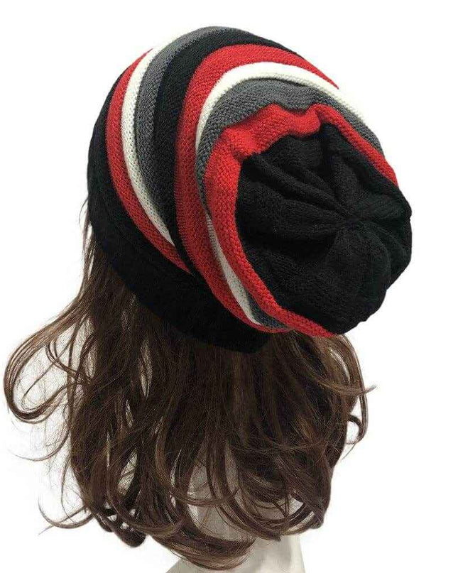 Colorful striped wool hat with unique patterns for outdoor warmth and style.