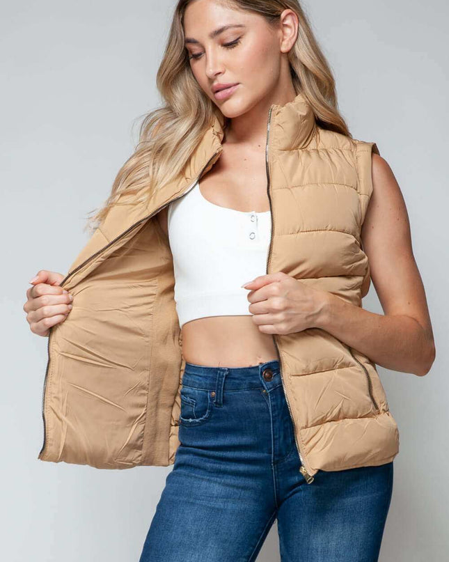 Snobbish Zip Up Turtleneck Vest with Pockets - Plush Fashion Shop #