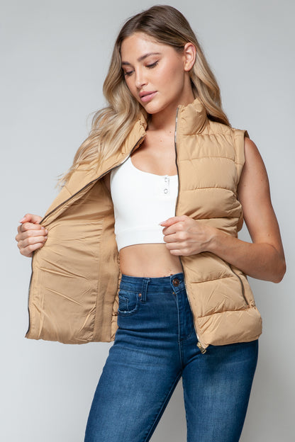 Snobbish Zip Up Turtleneck Vest with Pockets - Plush Fashion Shop #