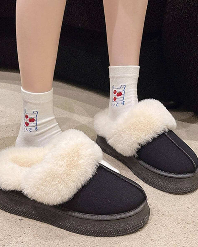 Suede Soft  Round Toe Platform Slippers - Plush Fashion Shop #