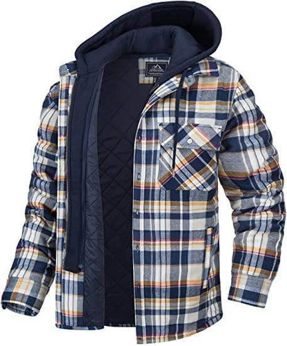 Men's Thick Padded Long Sleeves Loose Plaid - Plush Fashion Shop #