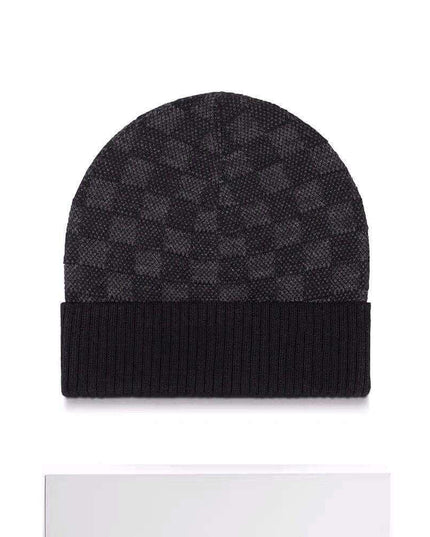 Chessboard Plaid Knitted Hat For Women - Plush Fashion Shop #