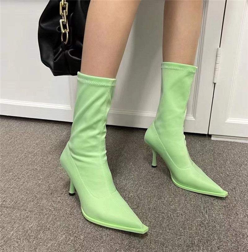 Fruit Color Pointed Toe Short Boots for WomenElevate your style with these high-quality Artificial PU boots! The pointed-toe shape adds elegance and the waterproof platform ensures everyday wear. The stiletto hBootPlush Fashions ShopPlush Fashion ShopFruit Color Pointed Toe Short Boots