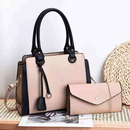 Women's fashion handbags with high-quality PU material and sequin details in beige and black.