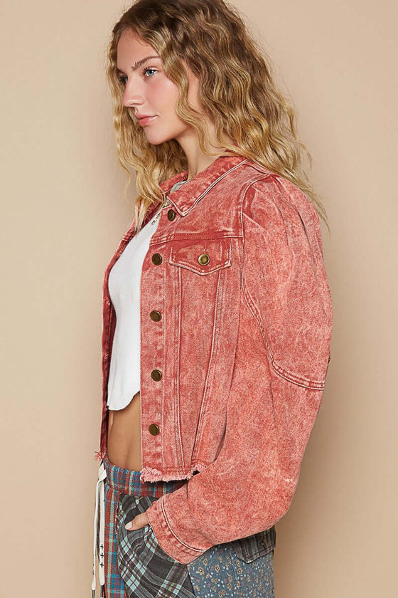 POL Raw Hem Button Up Cropped Denim JacketIntroducing the POL Raw Hem Button Up Cropped Denim Jacket! Elevate your style with this trendy and versatile piece. Featuring a raw hem and cropped length, this jacDenim JacketPlush Fashion ShopPlush Fashion ShopPOL Raw Hem Button